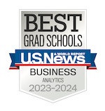 2023-24 US News and World Report badge for The 私房俱乐部's MBA specialty in business analytics 