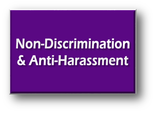 Image button link to the discrimination and harassmentinformation